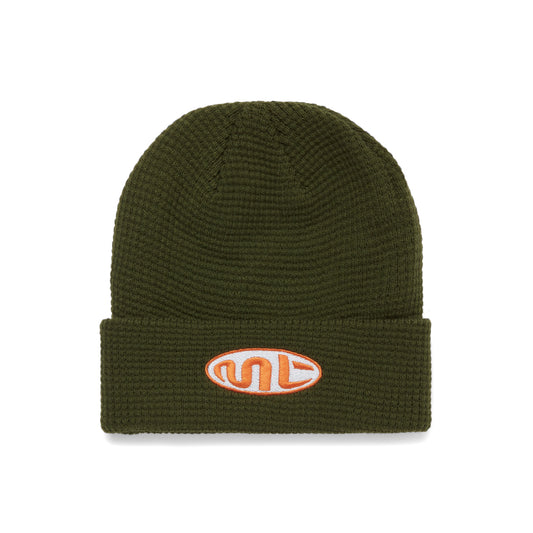 "MT" SPORTY WAFFLE BEANIE - OLIVE GREEN