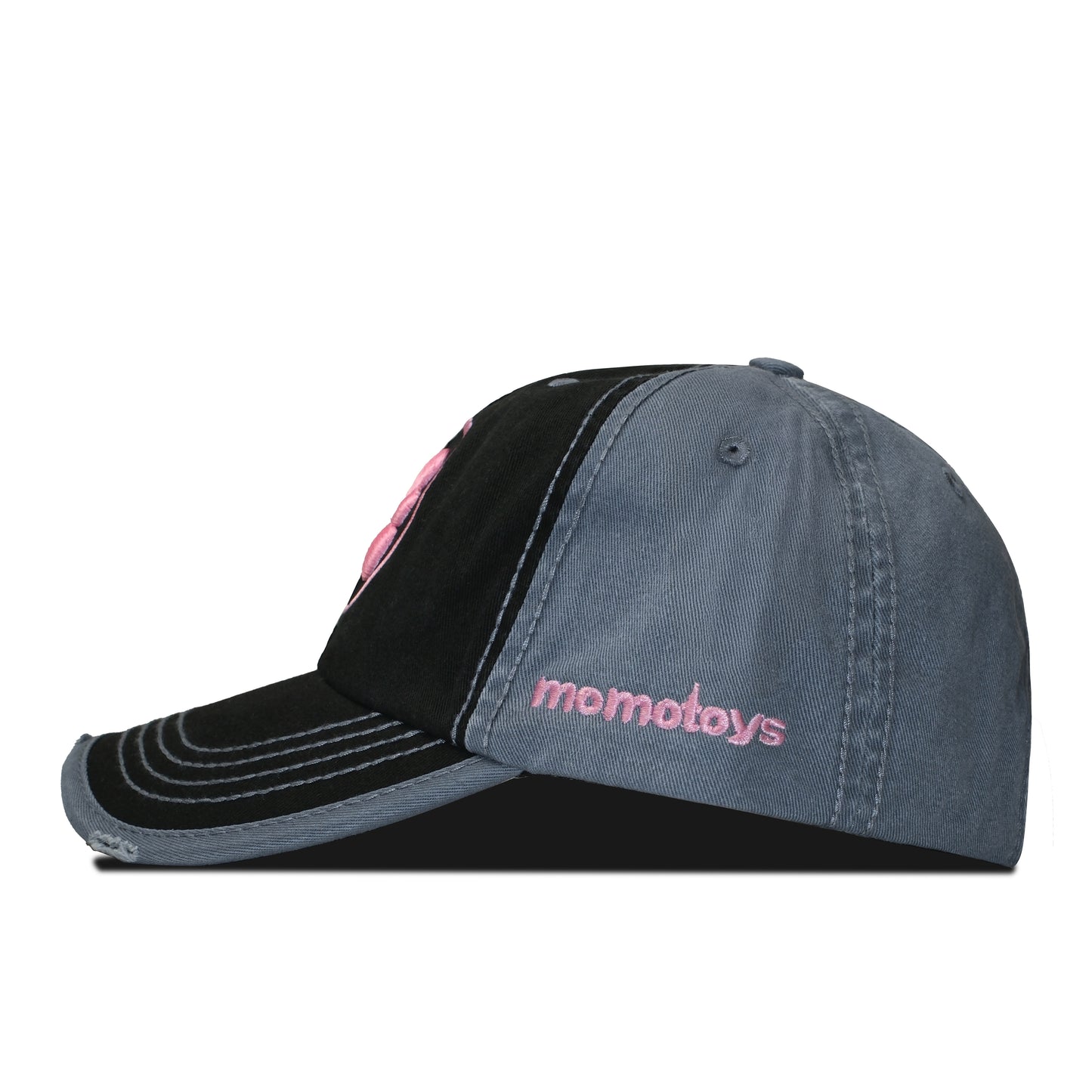 DISTRESSED BUBBLE M HAT -BLACK/BLUE