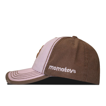 DISTRESSED BUBBLE M HAT -PINK/BROWN