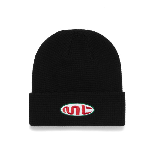 "MT" SPORTY WAFFLE BEANIE - BLACK